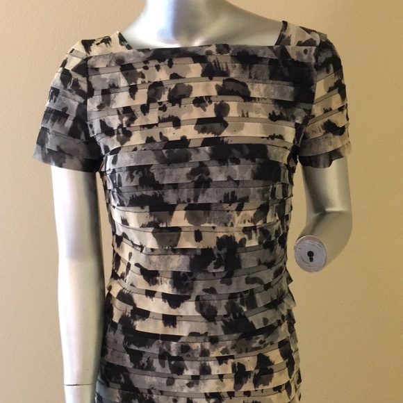 Adrianna Papell layered mesh leopard dress - Picture 2 of 10